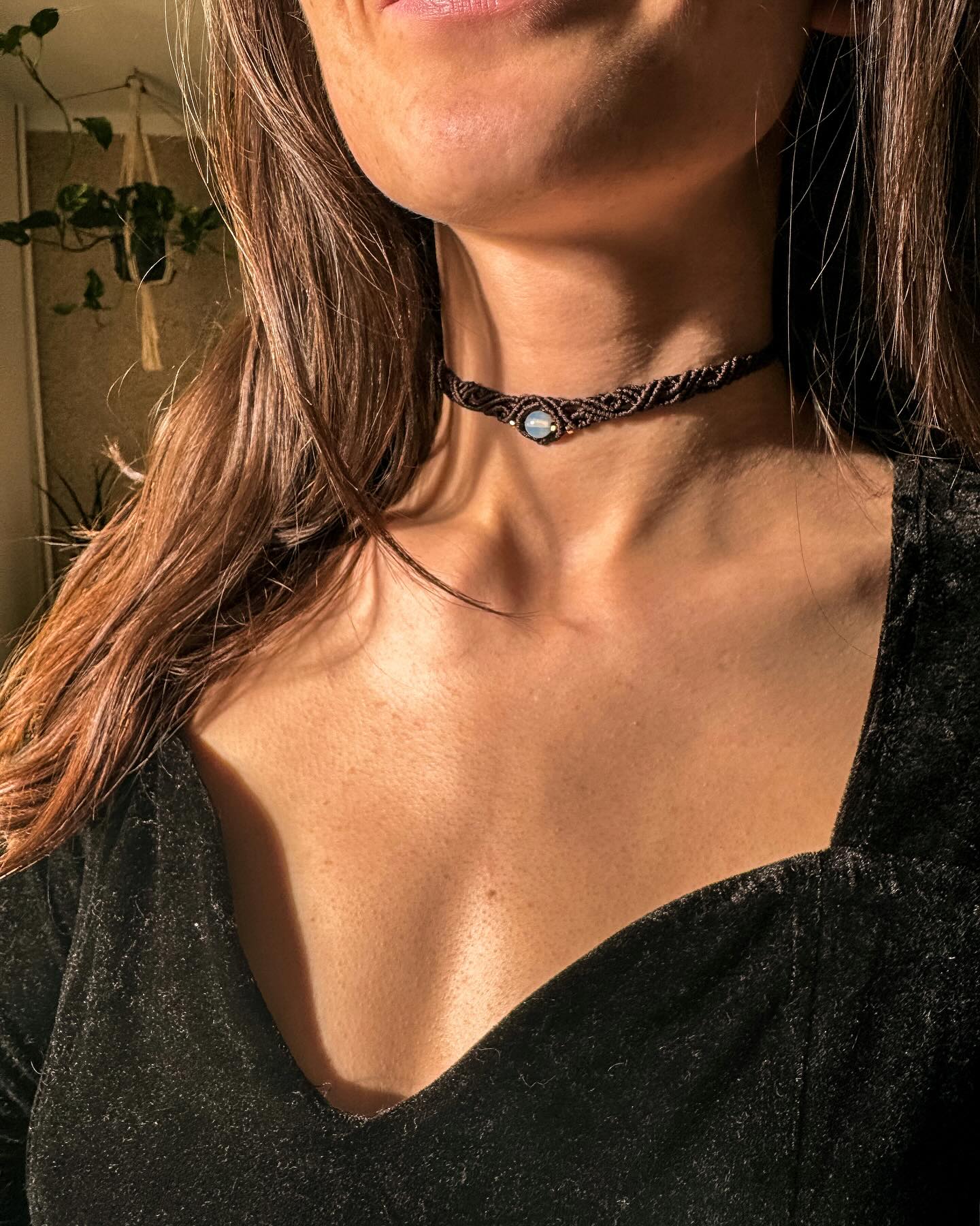 Macrame necklace with Opalite.