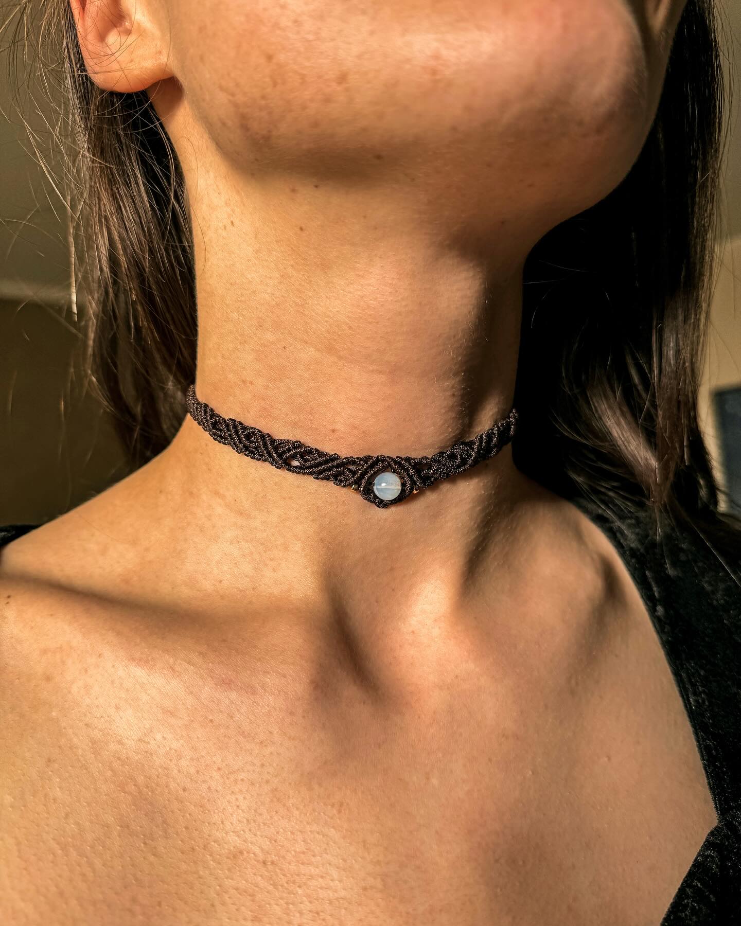 Macrame necklace with Opalite.