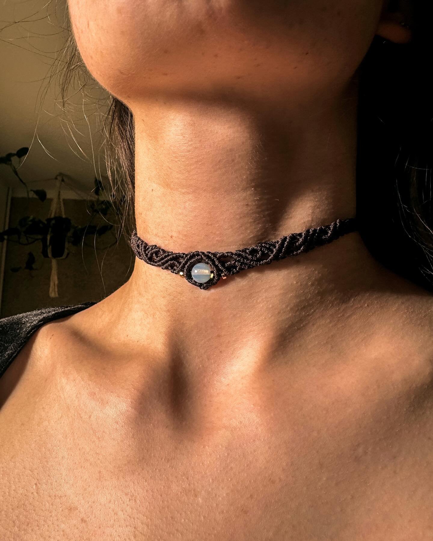 Macrame necklace with Opalite.