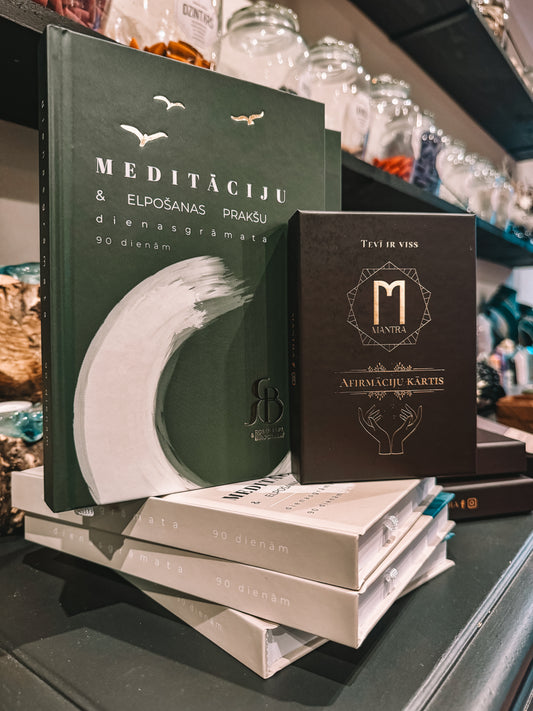 Afirmāciju kārtis un meditāciju grāmatas komplekts