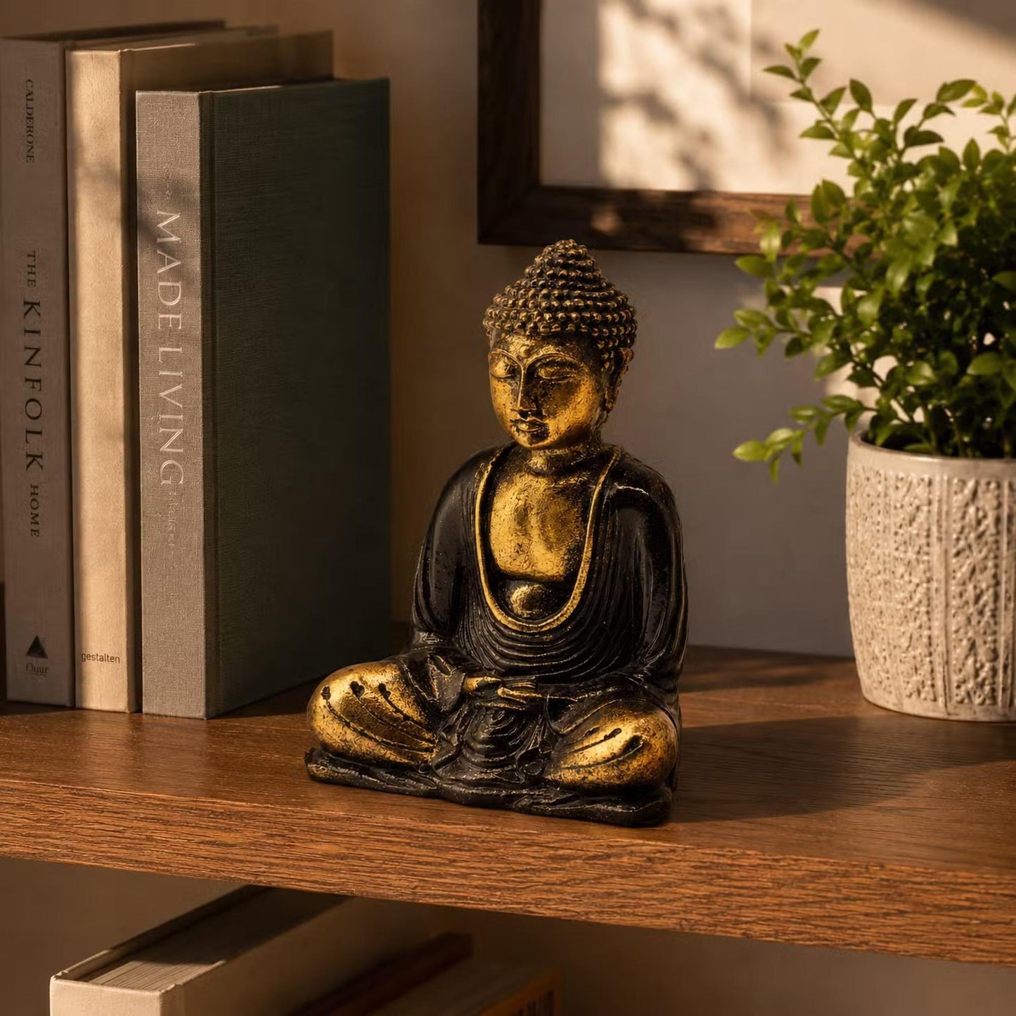 Buddhas statujas – miera un harmonijas simbols (apgleznotas ar rokām) Dhyana mudra poza.