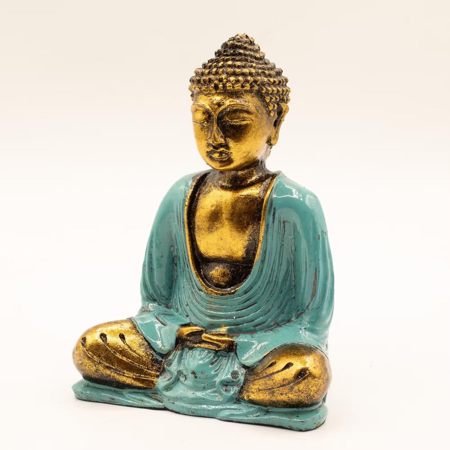 Buddhas statujas – miera un harmonijas simbols (apgleznotas ar rokām) Dhyana mudra poza.