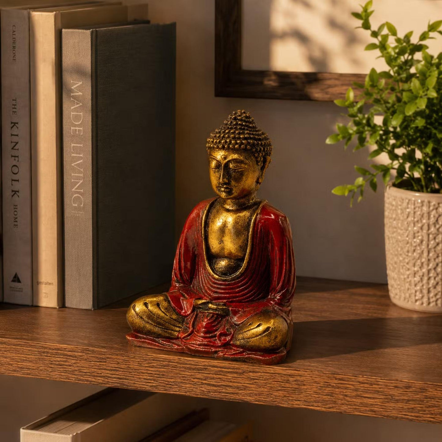 Buddhas statujas – miera un harmonijas simbols (apgleznotas ar rokām) Dhyana mudra poza.